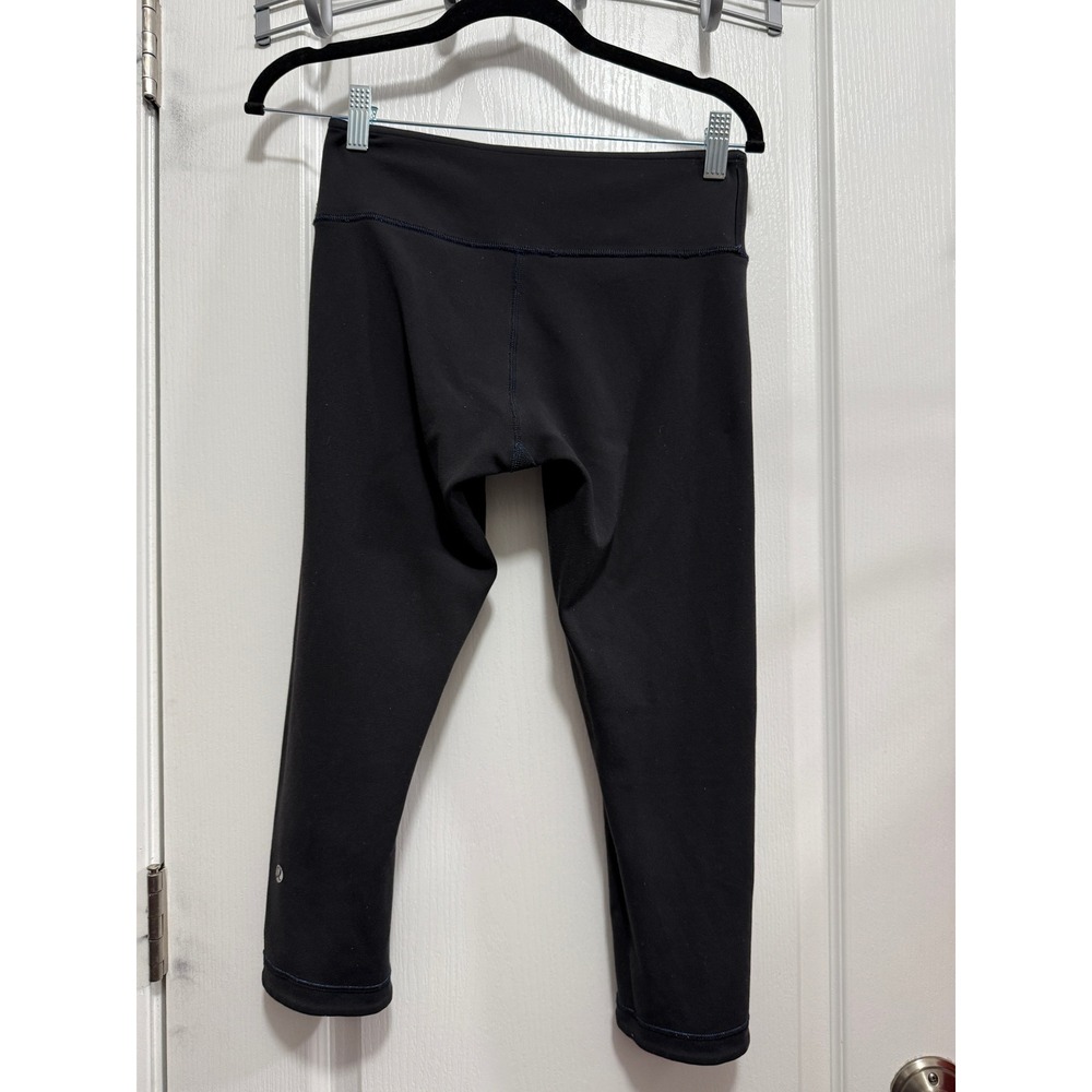 Lululemon Wunder Under Crop Reversible Leggings Black Electric Blue Size 6 - Picture 16 of 16